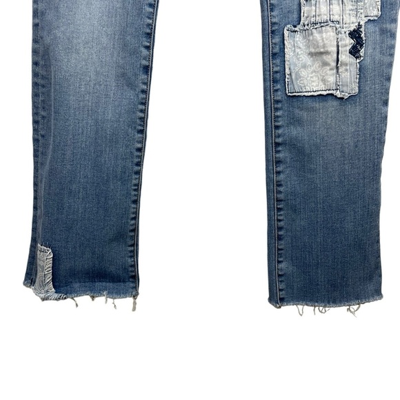 Sundance | Magnolia Patchwork Embroidered Raw Hem Jeans - Picture 4 of 10